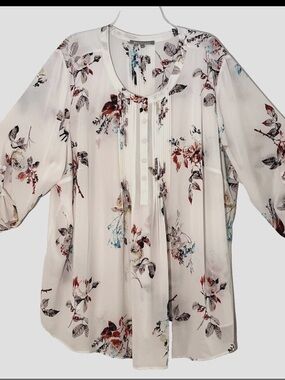Daniel Rainn Plus Size 4X White Floral Henley Blouse